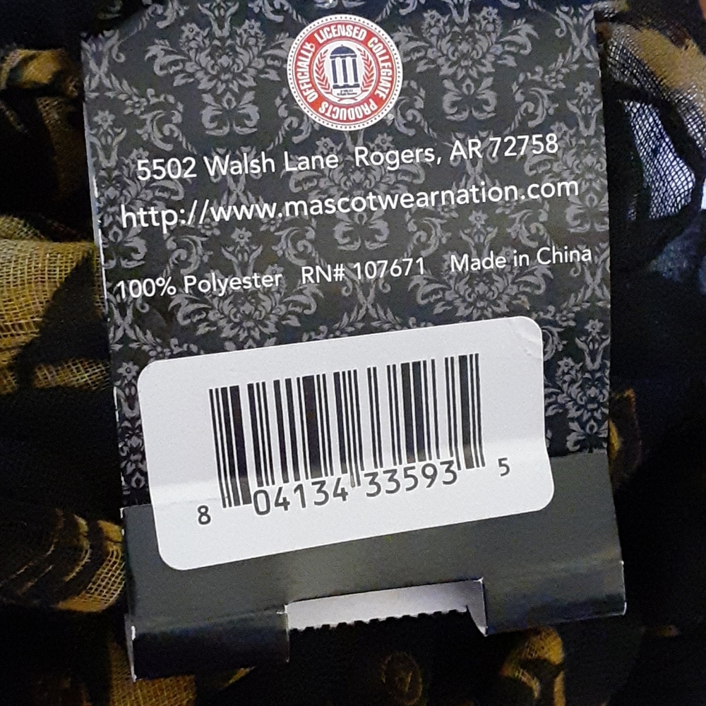 IPG Missouri MIZZOU TIGERS black gold infinity scarf Sheer One Size New w/ tags - Picture 5 of 8
